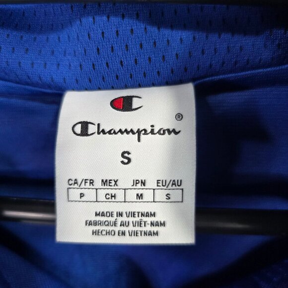 Mens Champion Blue Track Mesh Jacket Full Zip 100% Polyester Mock Neck Size S - Picture 3 of 9